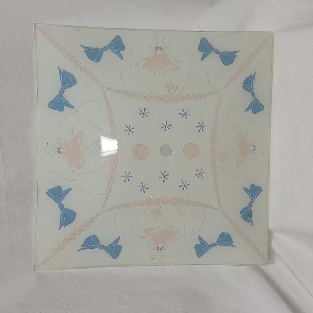 Vintage 1950's Ceiling Light Cover With Girl Jumping Rope